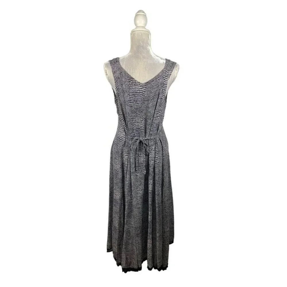 Olivia‎ Black & White Crocodile Print Slip Dress Rayon Lace Hem Sleeveless S